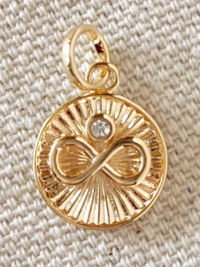 18K Gold Filled Infinity Charm Pendant with Solitaire Cubic Zirconia