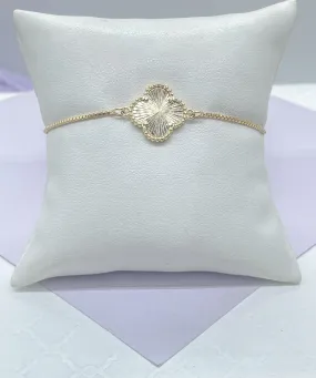 18k Gold Filled Sunburst Flower Charm Adjustable Bracelet