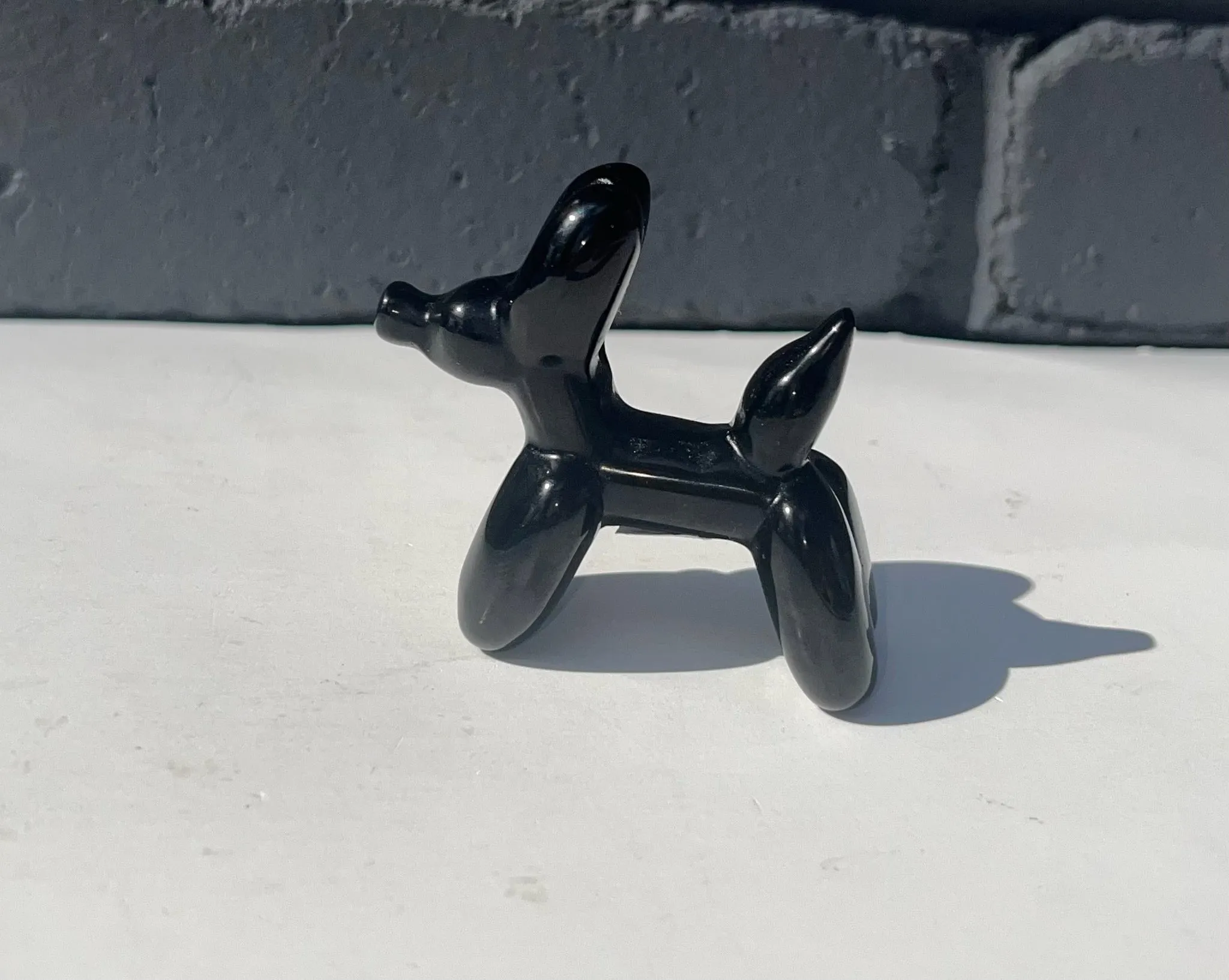 Black Obsidian Balloon Dog Carvings, Real Crystal
