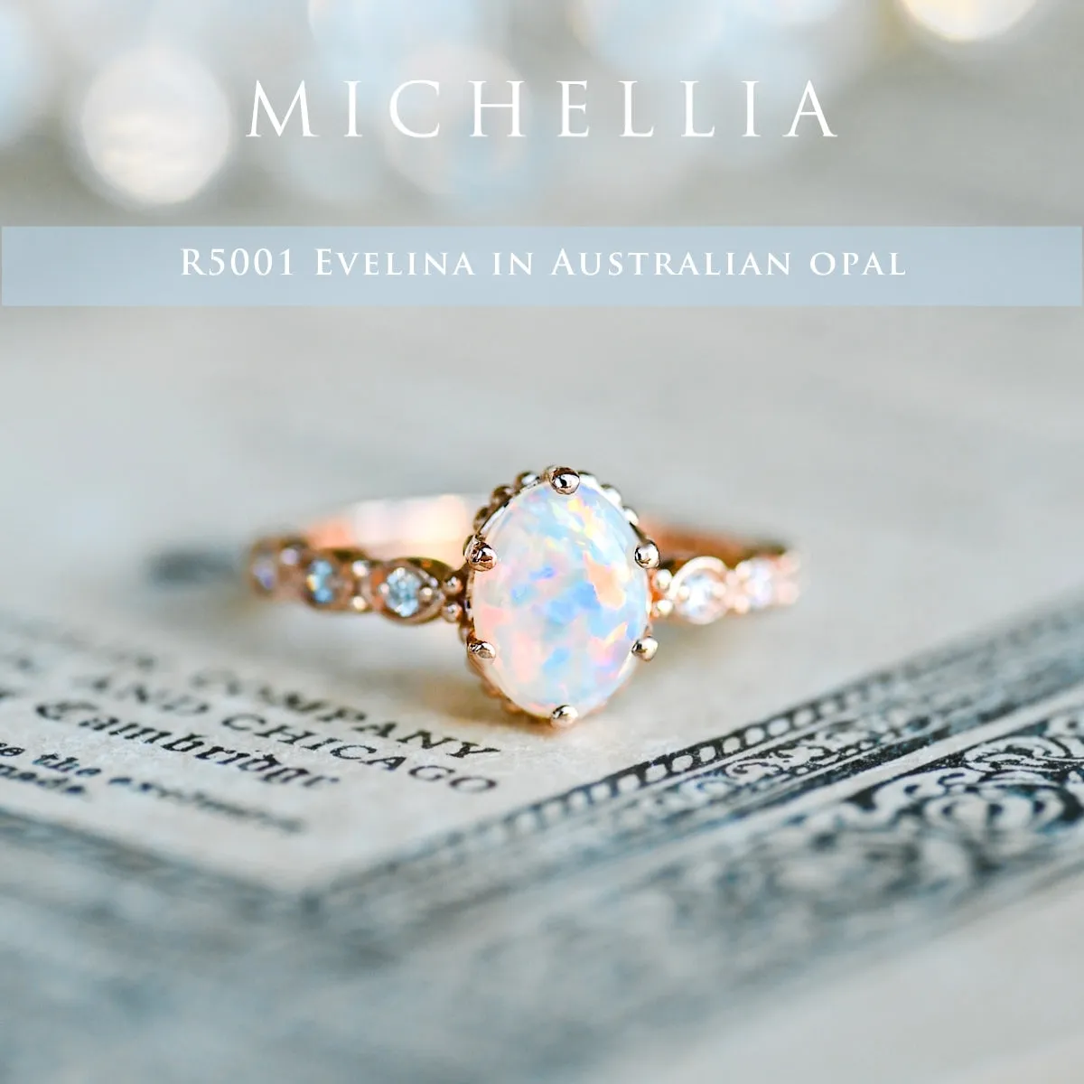 [Evelina] Vintage Classic Crown Oval Engagement Ring in Natural Australian Opal