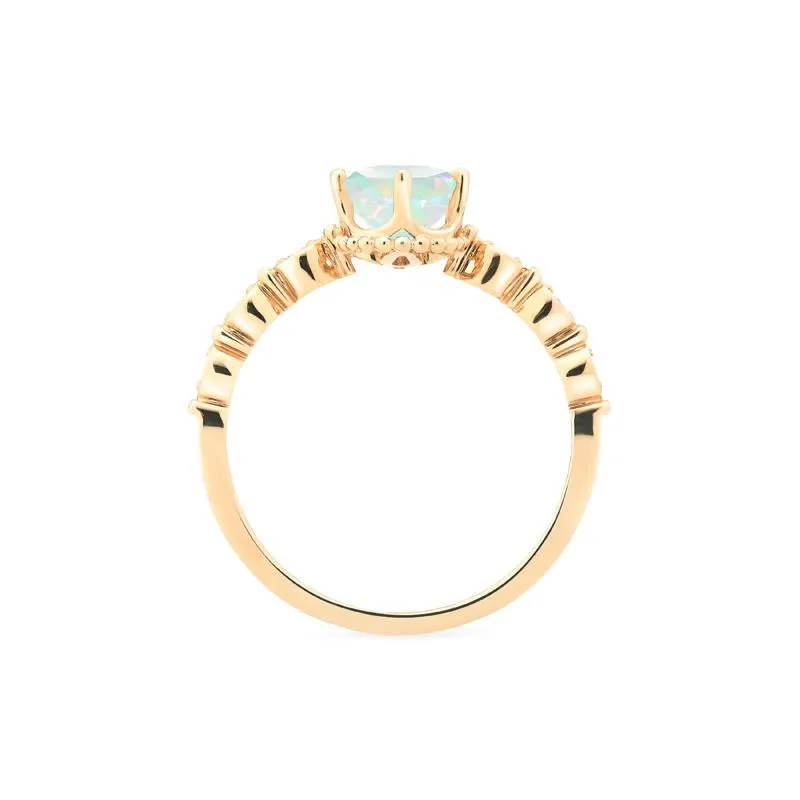 [Evelina] Vintage Classic Crown Oval Engagement Ring in Natural Australian Opal