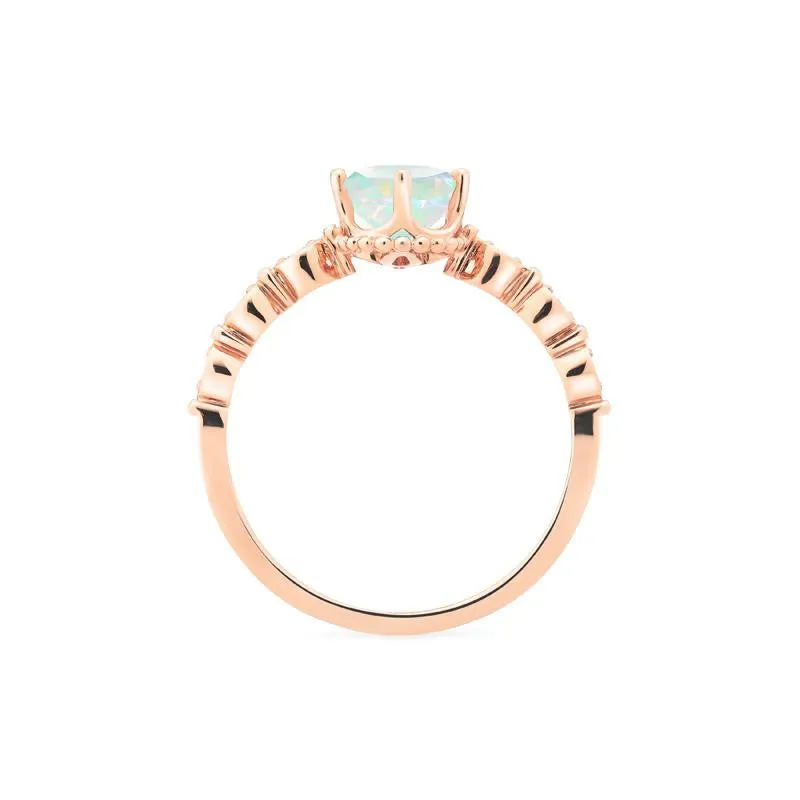 [Evelina] Vintage Classic Crown Oval Engagement Ring in Natural Australian Opal