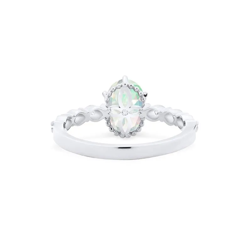 [Evelina] Vintage Classic Crown Oval Engagement Ring in Natural Australian Opal