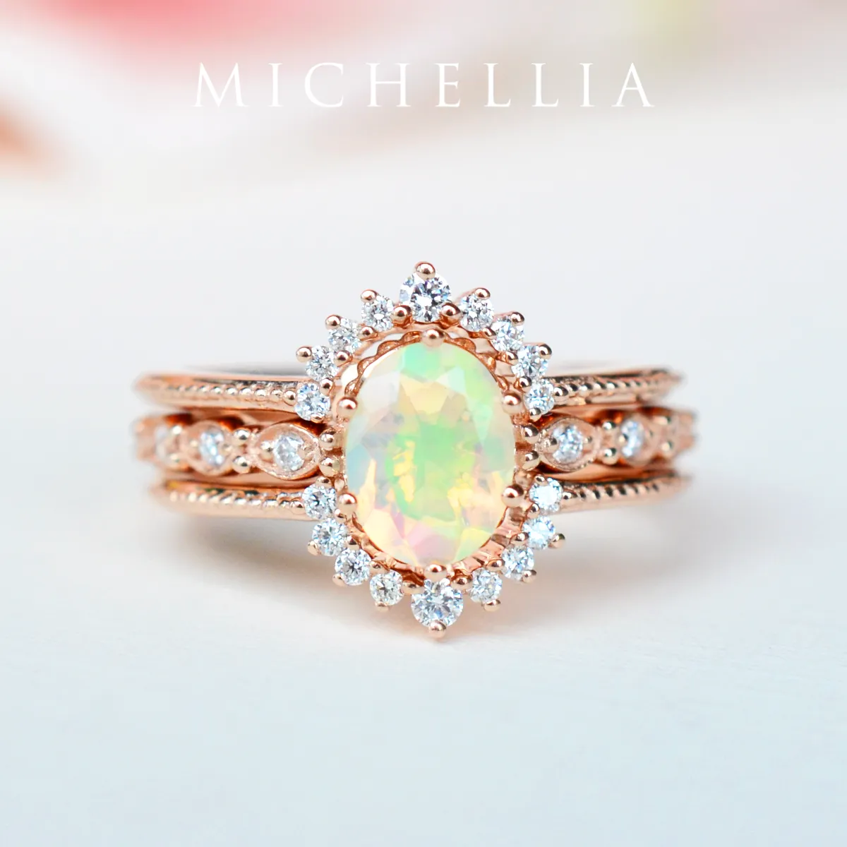 [Evelina] Vintage Classic Crown Oval Engagement Ring in Natural Australian Opal