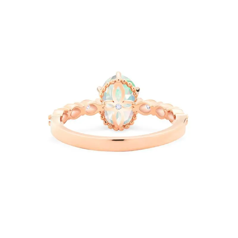 [Evelina] Vintage Classic Crown Oval Engagement Ring in Natural Australian Opal