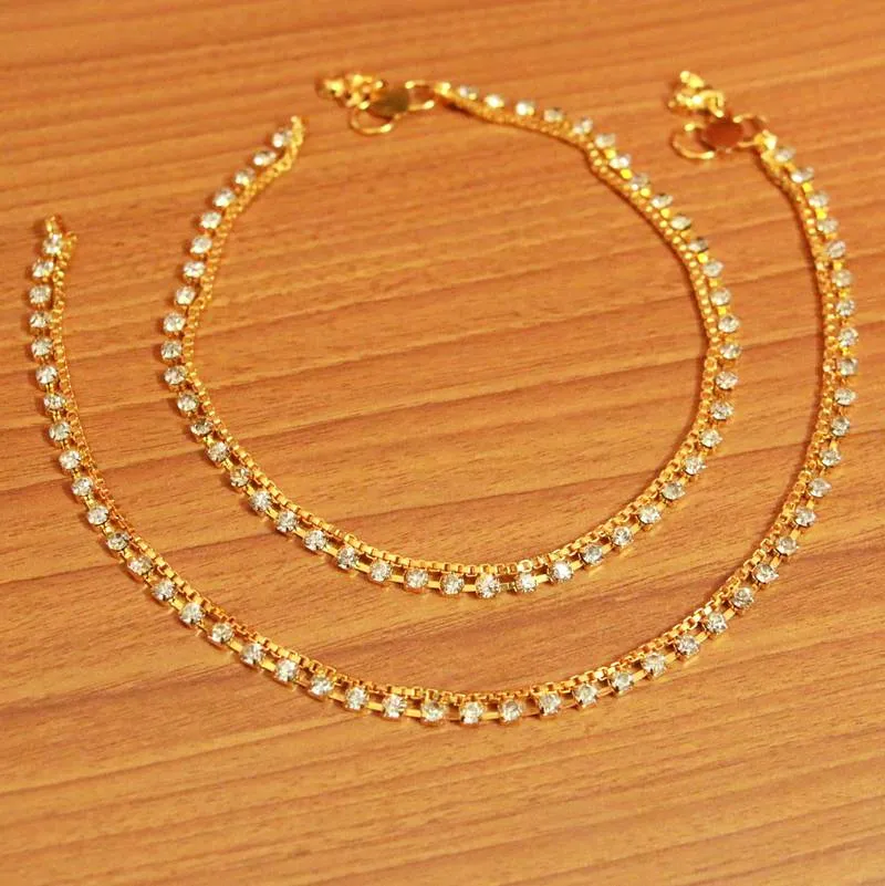 Gold Plated Zircon Studded Anklets