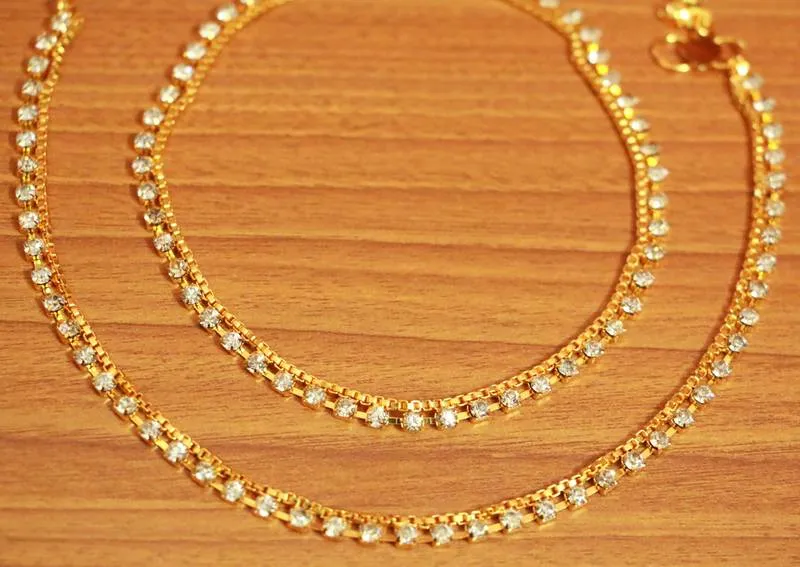Gold Plated Zircon Studded Anklets