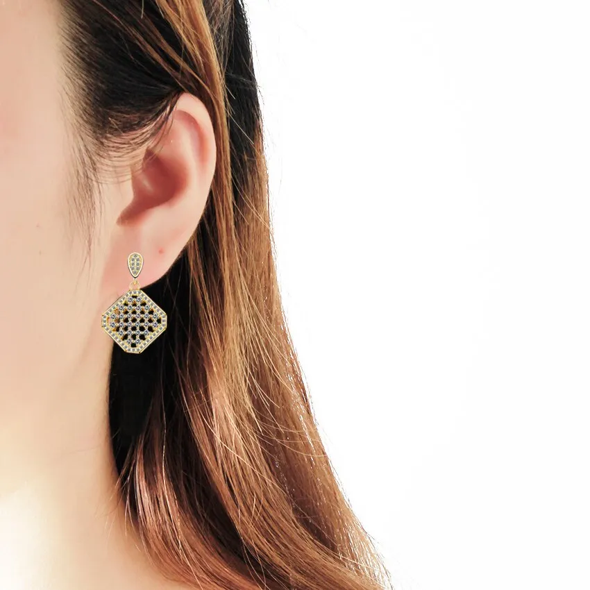 Luxury Micro Pave Cubic Zirconia Geometric Square