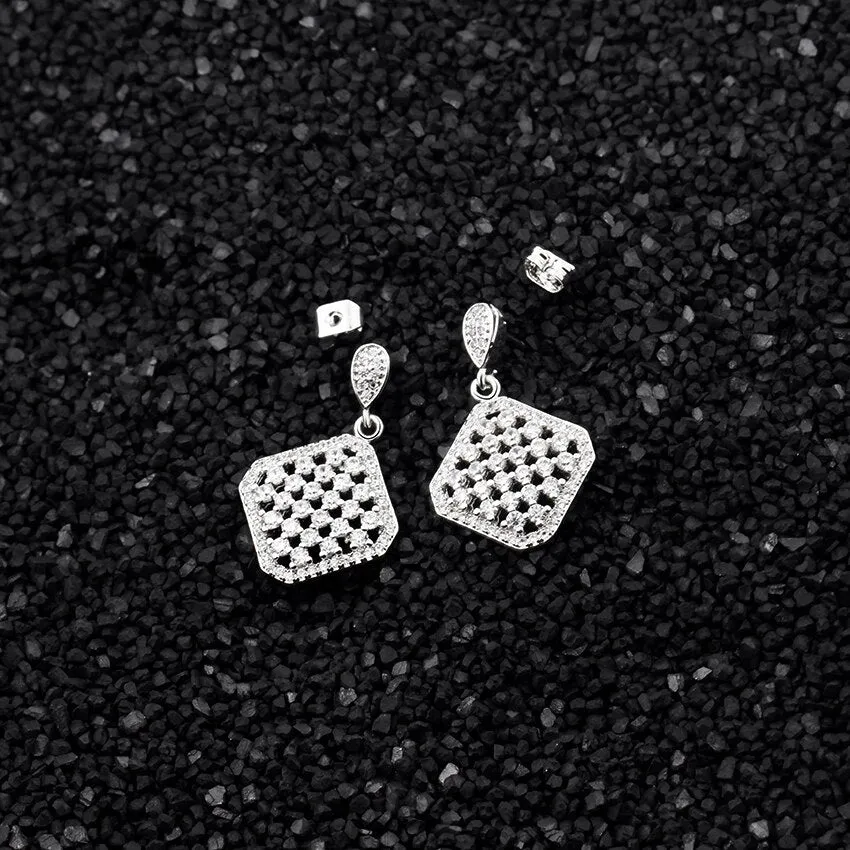 Luxury Micro Pave Cubic Zirconia Geometric Square