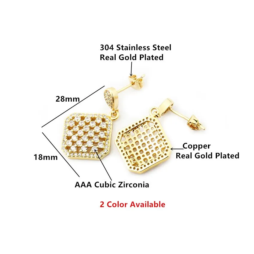 Luxury Micro Pave Cubic Zirconia Geometric Square