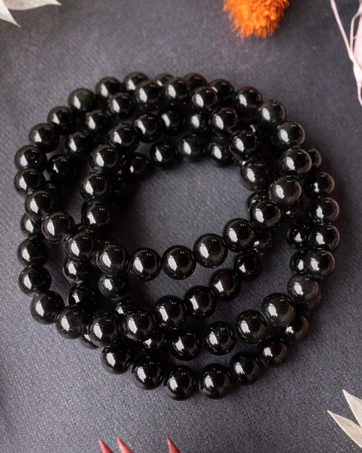 Obsidian Round Bead Bracelet 8mm