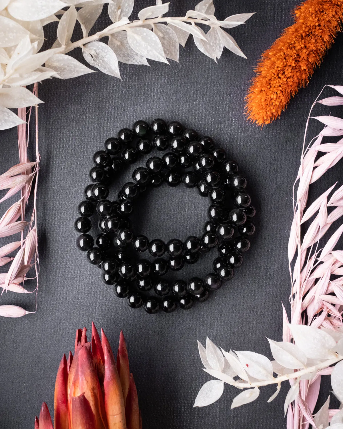 Obsidian Round Bead Bracelet 8mm