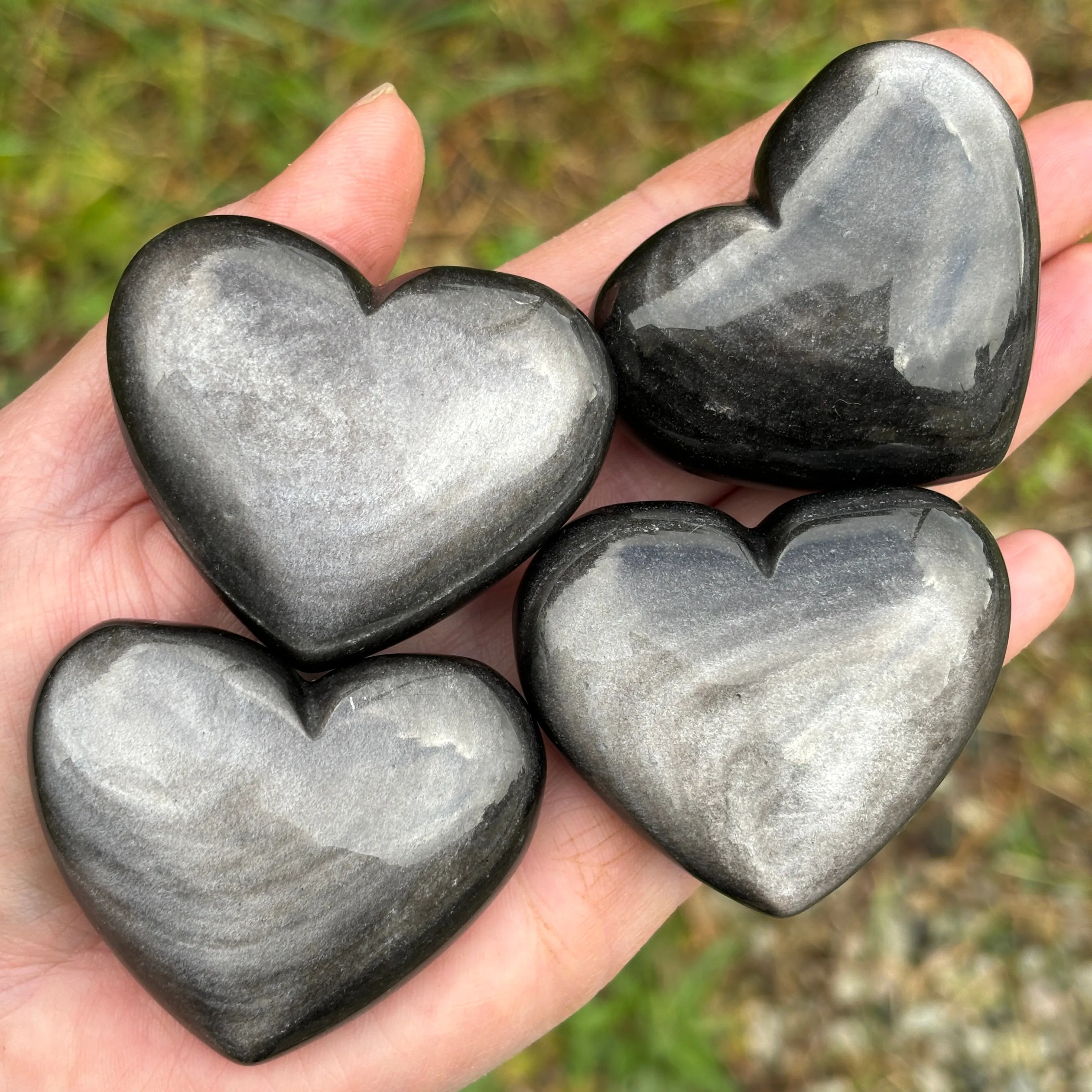 Silver Sheen Obsidian Heart